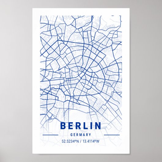 Berlin Deutschland City Map Blue Poster (Vorne)