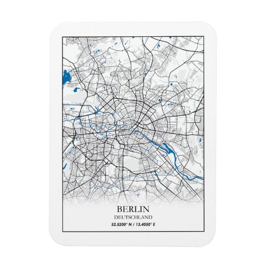 Berlin Deutschland City Map Travers Magnet (Vertikal)