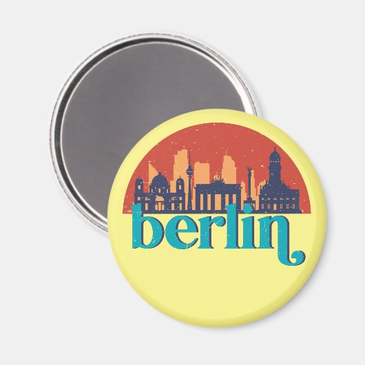 Berlin Deutschland City Skyline Retro City Art Magnet (Vorderseite/Rückseite)