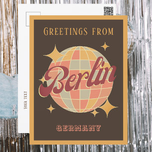 Berlin Deutschland Disco-Kugel Retro Vintage Postk Postkarte