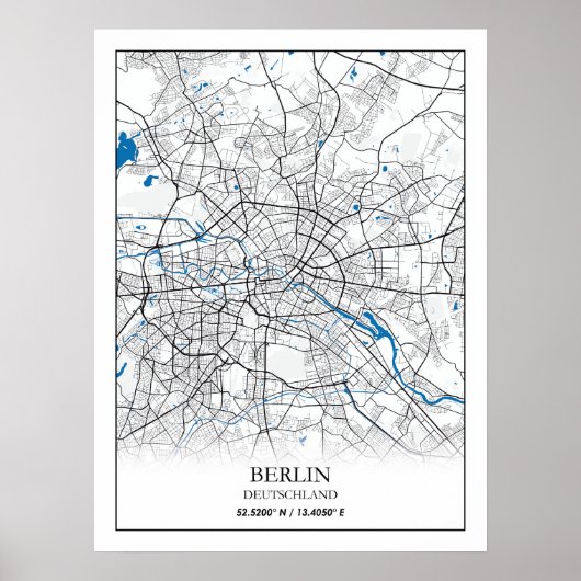 Berlin Deutschland Germany City Map Coordinates Poster (Vorne)