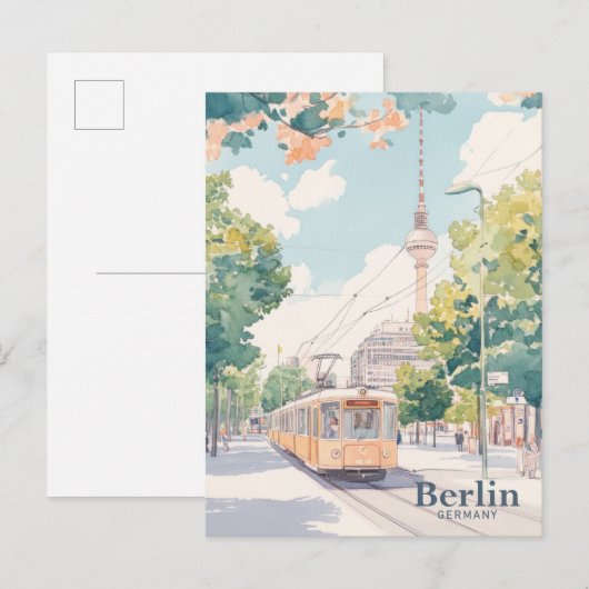 Berlin Deutschland Gouache Paint Illustration Trav Postkarte (Vorne/Hinten)