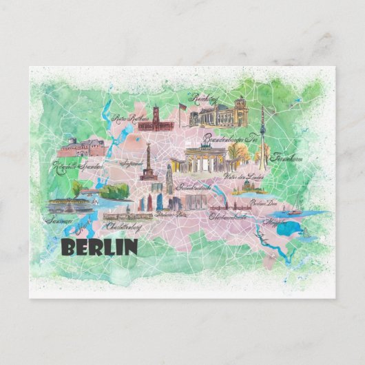 Berlin Deutschland Illustriert Karte mit Hauptverk (Vorderseite)
