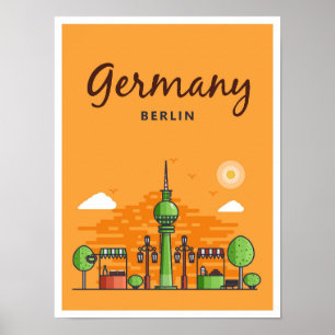 Berlin Deutschland Kunst Vintage Reiseillustration Poster