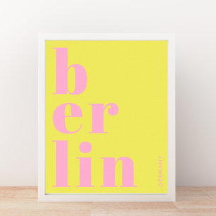 Berlin Deutschland moderne Typografie gelb rosa Poster