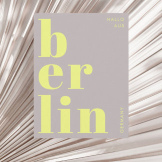 Berlin Deutschland Moderne Typografie Gelbe Postka Postkarte