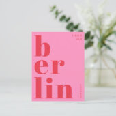 Berlin Deutschland Moderne Typografie rosa rote Po Postkarte (Stehend Vorderseite)