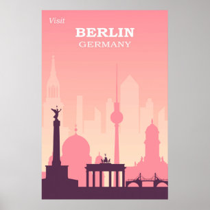 Berlin Deutschland Pink Vintage Reise Poster
