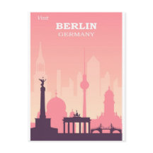 Berlin Deutschland Pink Vintage Reiseplakat