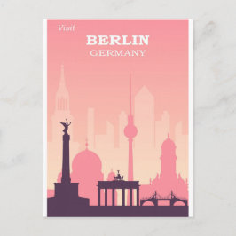 Berlin Deutschland Pink Vintage Reiseplakat Postkarte