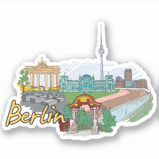 Berlin Deutschland Reiseaufkleber, Deutscher Urlau Aufkleber (Vorderseite)