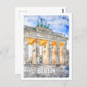 Berlin Deutschland Reisende Wasserfarben Postkarte
