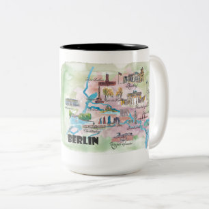 Berlin Deutschland Retro Vintage Karte Zweifarbige Tasse