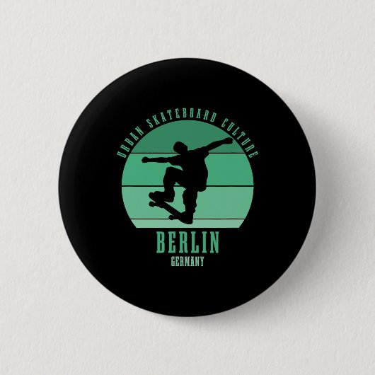Berlin Deutschland Skateboarder Urne Skateboarding Button (Vorderseite)