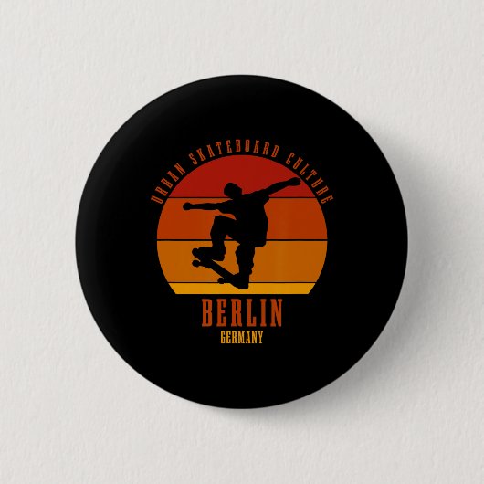 Berlin Deutschland Skateboarder Urne Skateboarding Button (Vorderseite)