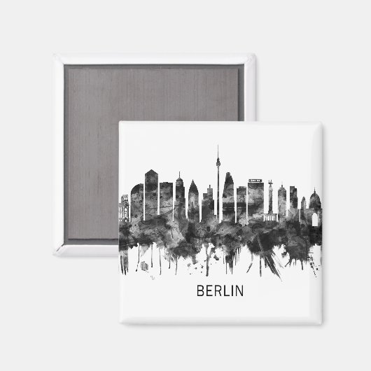 Berlin Deutschland Skyline BW Magnet (Vorderseite/Rückseite)