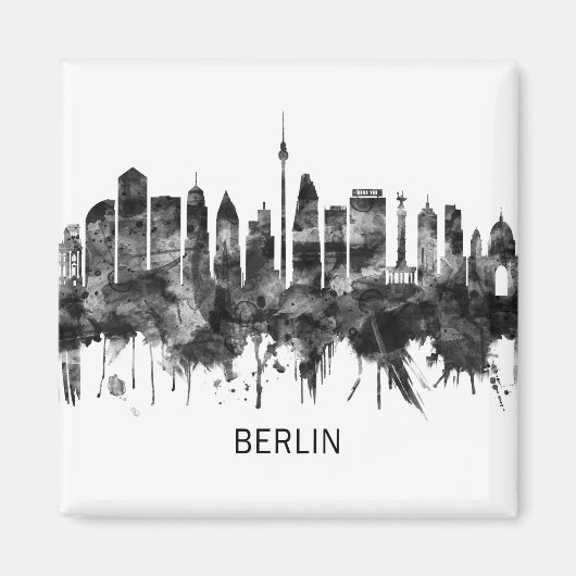 Berlin Deutschland Skyline BW Magnet (Vorne)