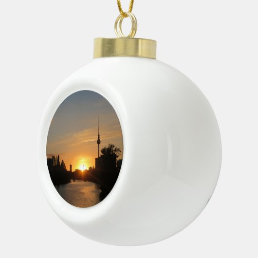 Berlin Deutschland Skyline Night Fernsehturm Keramik Kugel-Ornament (Rechts)