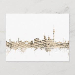 Berlin Deutschland Skyline Sheet Music Cityscape Postkarte