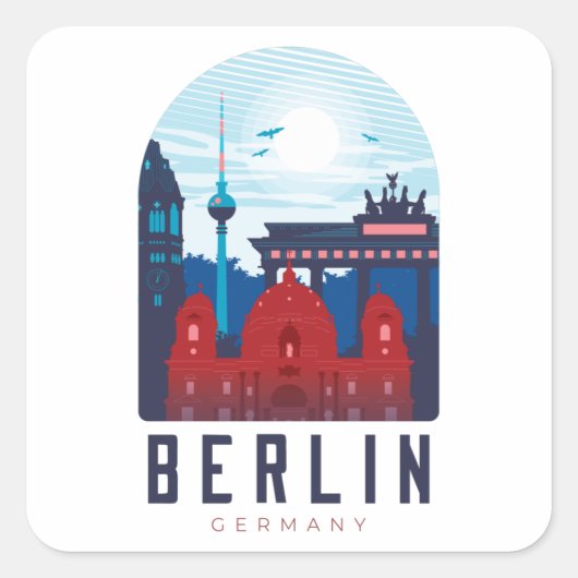 Berlin Deutschland Skyline Sticker (Vorderseite)