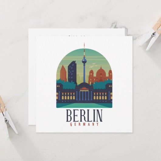 Berlin Deutschland Skyline Vintage Grußkarte Karte (Vorderseite/Rückseite Beispiel)