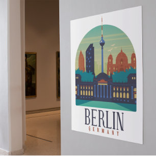 Berlin Deutschland Skyline Vintage Poster
