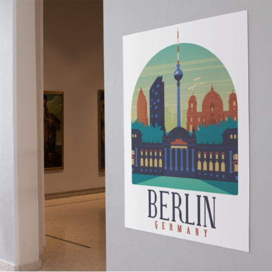 Berlin Deutschland Skyline Vintage Poster