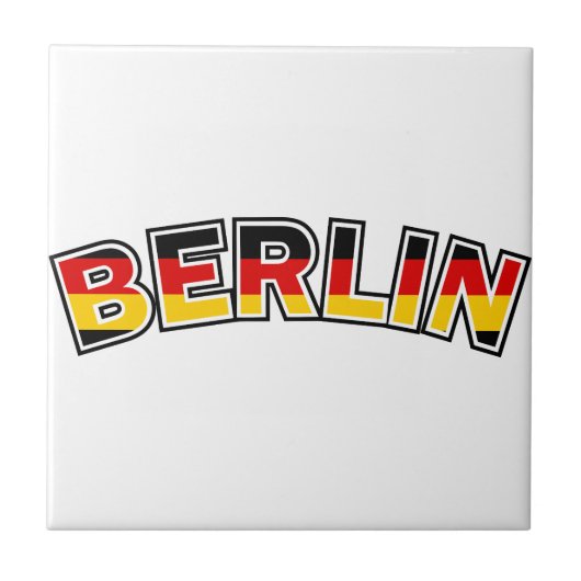 Berlin, Deutschland, Text mit deutscher Flagge Fliese (Vorderseite)