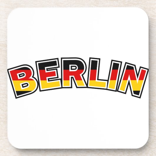 Berlin, Deutschland, Text mit deutscher Flagge Getränkeuntersetzer (Vorderseite)