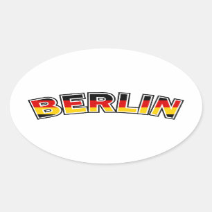 Berlin, Deutschland, Text mit deutscher Flagge Ovaler Aufkleber