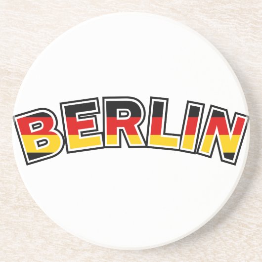 Berlin, Deutschland, Text mit deutscher Flagge Sandstein Untersetzer (Vorne)