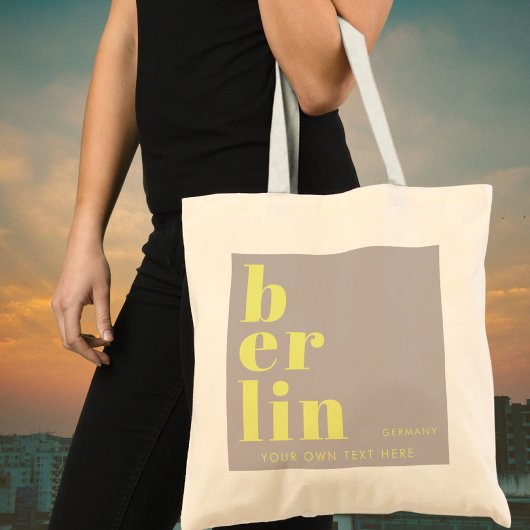 Berlin Deutschland Typografie gelb grau Tragetasche