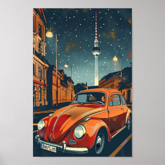 Berlin Deutschland Vintag Retro Travel Illustratio Poster (Vorne)