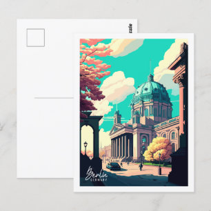 Berlin Deutschland - Vintage-Reise-Illustration Postkarte