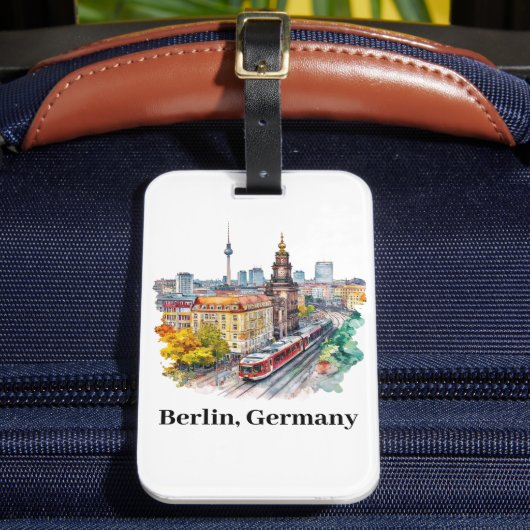 Berlin Deutschland Vintage Travel Skyline Gepäckanhänger (Vorderseite Insitu 2)