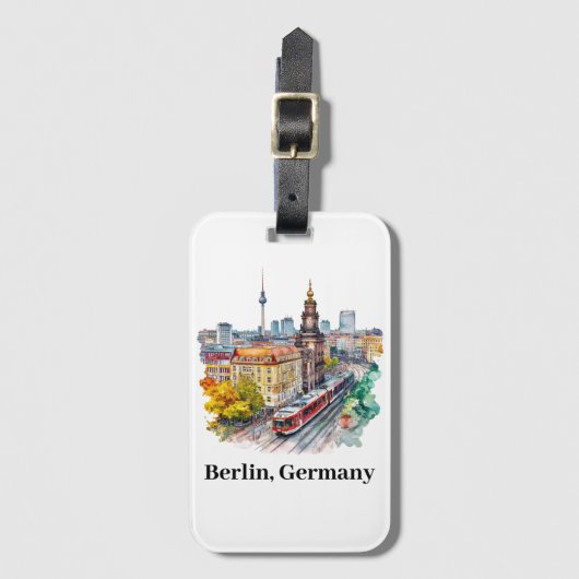 Berlin Deutschland Vintage Travel Skyline Gepäckanhänger (Vorderseite Vertikal)