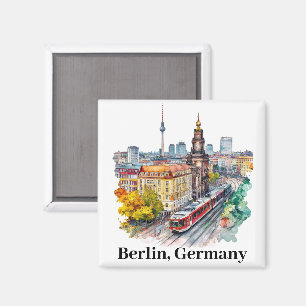 Berlin Deutschland Vintage Travel Skyline Magnet