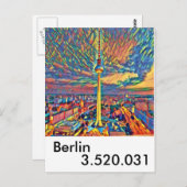 Berlin Fernsehturm bunt Einwohner Postkarte (Vorne/Hinten)