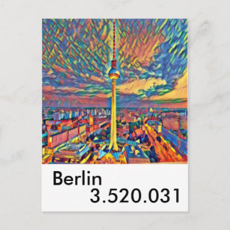 Berlin Fernsehturm bunt Einwohner Postkarte