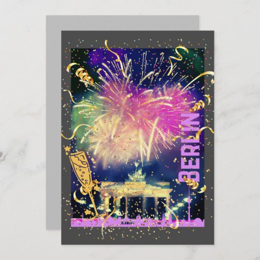 Berlin Fireworks Feiertagskarte (Vorne/Hinten)