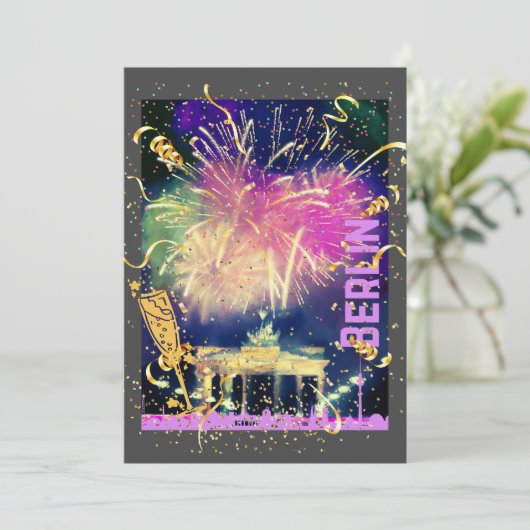 Berlin Fireworks Feiertagskarte (Stehend Vorderseite)