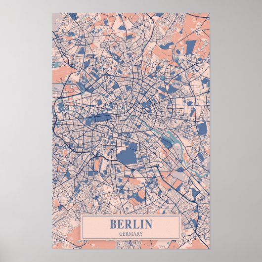 Berlin Germany Breezy City Map Travel Poster (Vorne)