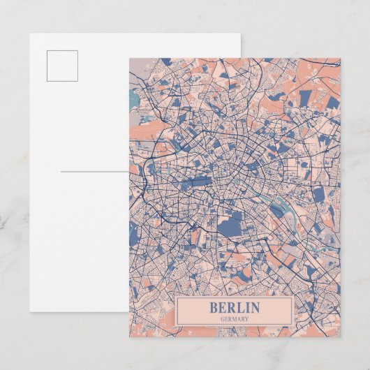 Berlin Germany Breezy City Map Travel Postkarte (Vorne/Hinten)