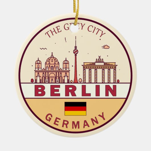 Berlin Germany City Skyline Emblem Keramik Ornament (Vorne)