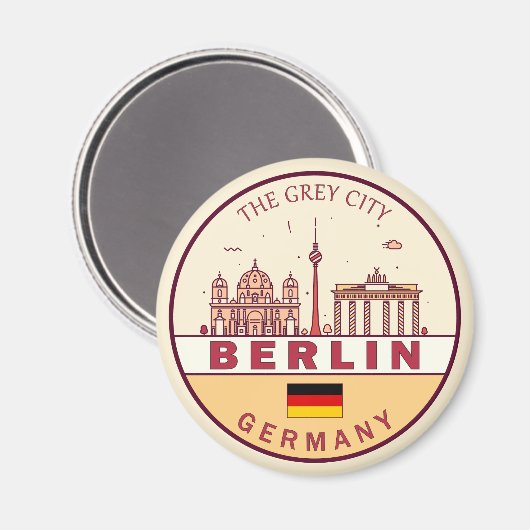 Berlin Germany City Skyline Emblem Magnet (Vorderseite/Rückseite)