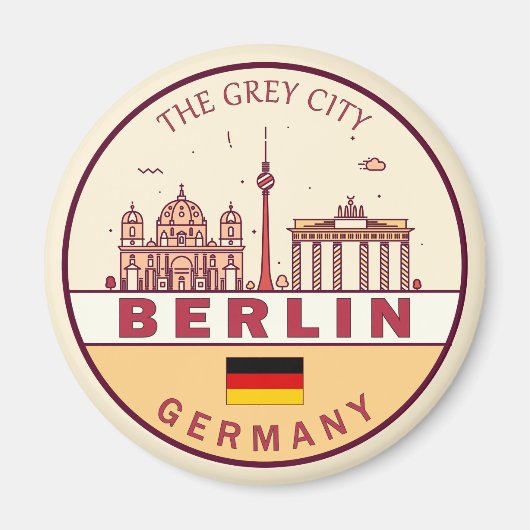 Berlin Germany City Skyline Emblem Magnet (Vorne)