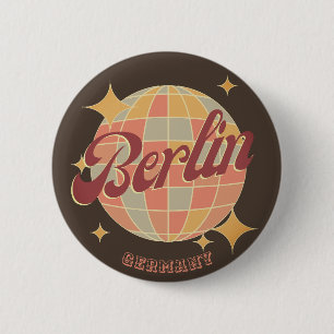 Berlin Germany Disco Ball Retro Vintag Button