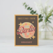 Berlin Germany Disco Ball Retro Vintage Postkarte (Stehend Vorderseite)