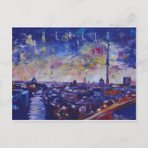 Berlin Impressive Skyline bei Nacht Postkarte