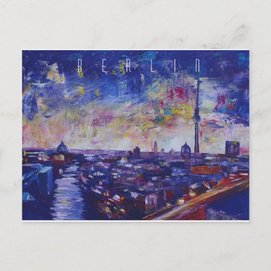 Berlin Impressive Skyline bei Nacht Postkarte (Vorderseite)